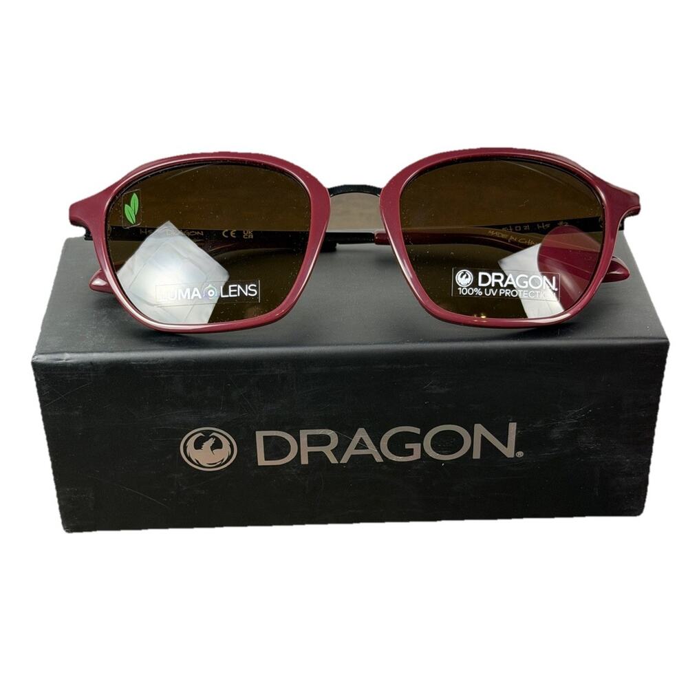 Dragon Fallon Sunglasses - Shiny Oxblood Frame w/ Lumalens Brown - NEW IN BOX